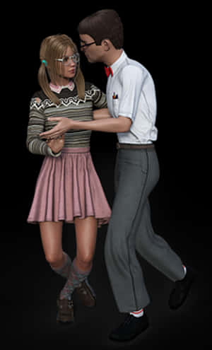 Nerdy Couple First Kiss PNG image with transparent background