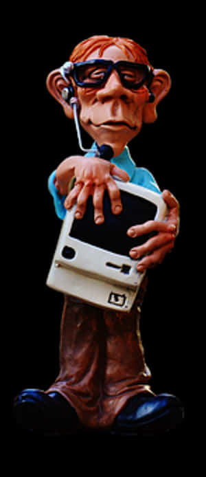Nerdy Figure Holding Computer Floppy Disk PNG image with transparent background