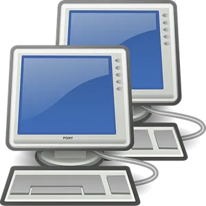 Networked Computer Illustration PNG Image