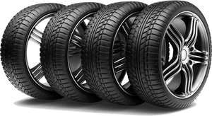 New Car Tyres Set PNG Image