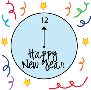 New Year Celebration Clock PNG Image