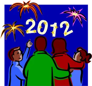 New Year Celebration2012 Fireworks PNG Image