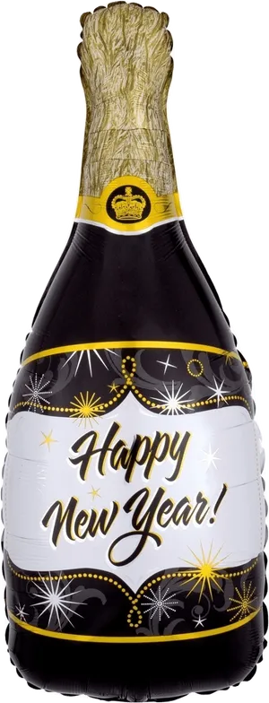 New Year Champagne Celebration Bottle PNG Image