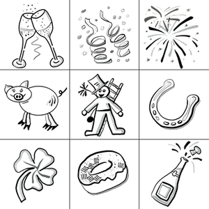 New Year Fireworks Icon Set PNG Image