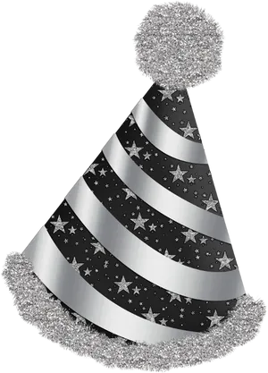 New Year Party Hat Black Silver Design PNG Image