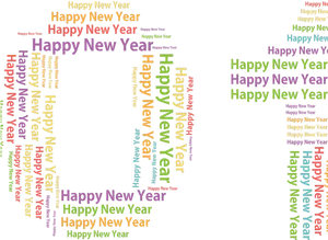 New Year Word Cloud Art PNG Image