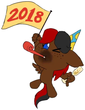 New Year2018 Celebratory Cartoon Dog PNG Image