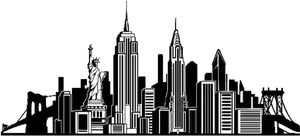 New York City Skyline Silhouette PNG Image