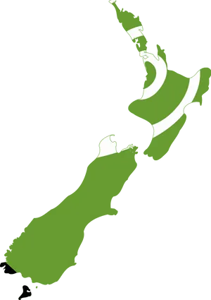 New Zealand Map Silhouette PNG Image