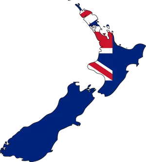 New Zealand Mapwith Flag Design PNG Image