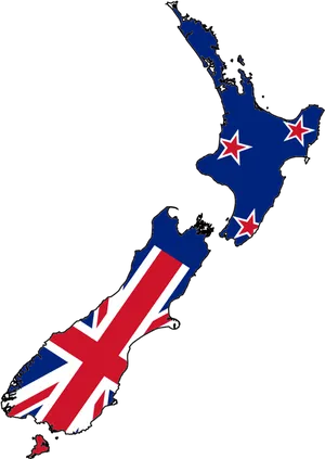 New Zealand Mapwith Flag Design PNG Image