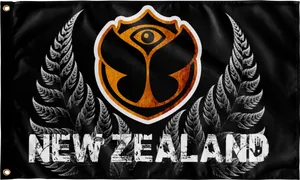 New Zealand Silver Fern Flag Design PNG Image