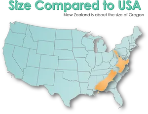 New Zealand Size Comparisonto U S A PNG Image