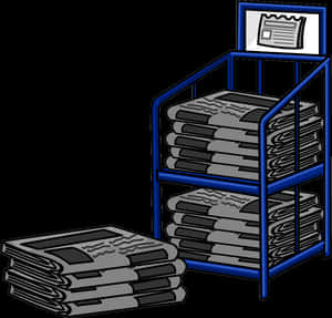 Newspaper Rackand Stacks PNG