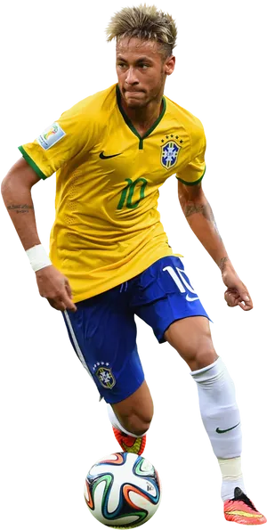 Neymar Brazil Dribbling Soccer Player PNG Image