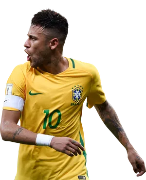 Neymar In Action Brazil Jersey PNG Image