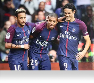 Neymar Mbappe Cavani P S G Celebration PNG Image