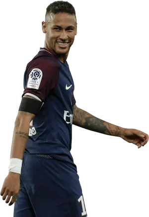 Neymar Smilingin Paris Saint Germain Kit PNG Image