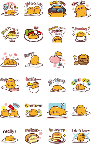 Nice And Over Easy - Line Gudetama Stickers English PNG image with transparent background