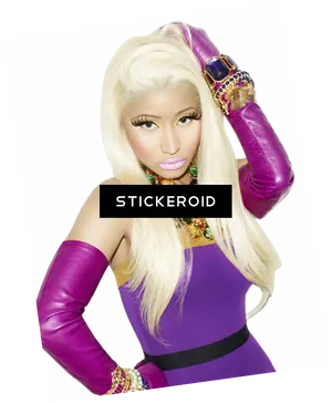 Nicki Minaj Purple Outfit Pose PNG Image