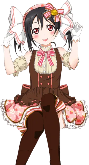 Nico Yazawa Cafe Maid Costume PNG Image