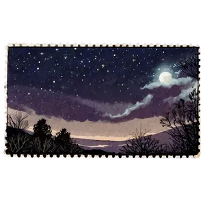 Night Sky Postcard Stamp Png 06272024 PNG Image