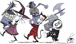 Nightmare Before Christmas Characters Marching PNG Image