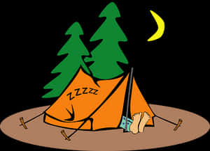 Nighttime Camping Cartoon PNG with transparent background