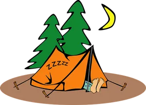 Nighttime Camping Cartoon PNG Image