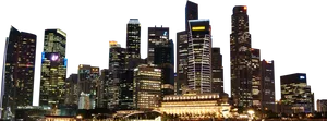 Nighttime City Skyline Panorama PNG Image