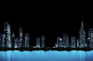 Nighttime City Skyline Reflection PNG image with transparent background