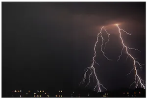 Nighttime Lightning Strike PNG Image