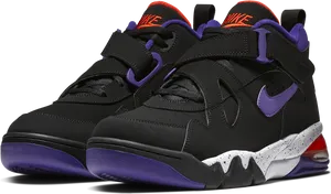 Nike Air Force High Top Sneakers Black Purple PNG Image