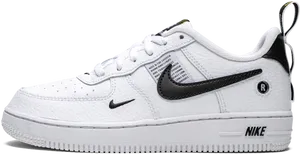 Nike Air Force1 Low White Black Swoosh PNG Image