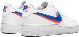 Nike Air Force1 Low White Blue Red Swoosh PNG Image