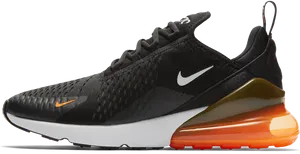 Nike Air Max270 Black Orange Sneaker PNG Image