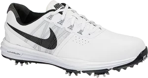 Nike Lunarlon Golf Shoe White Black PNG Image