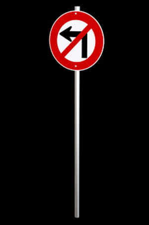 No Left Turn Sign PNG image with transparent background