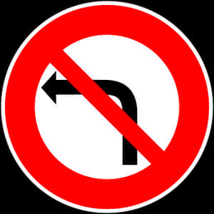 No Left Turn Sign PNG image with transparent background