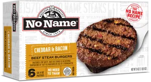 No Name Cheddar Bacon Beef Steak Burgers Box PNG Image