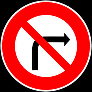 No Right Turn Sign PNG image with transparent background