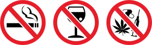 No Smoking Alcohol Drugs Prohibited Signs PNG Image