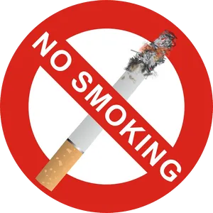 No Smoking Sign With Burning Cigarette PNG Image