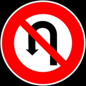 No U Turn Sign PNG image with transparent background