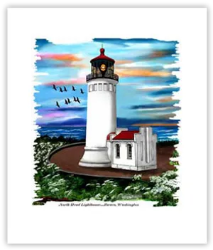 North Head Lighthouse Watercolor PNG Image