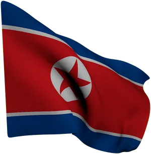 North Korean Flag Waving PNG Image