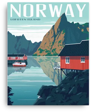 Norway Lofoten Islands Vintage Travel Poster PNG Image