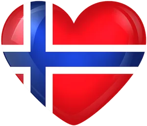 Norwegian Flag Heart Shaped Graphic PNG Image