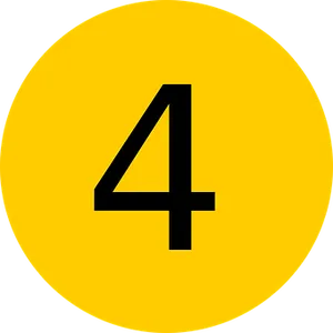 Number Four Yellow Background PNG Image