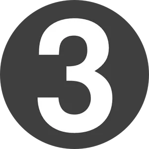 Number3 Icon Black Background PNG Image